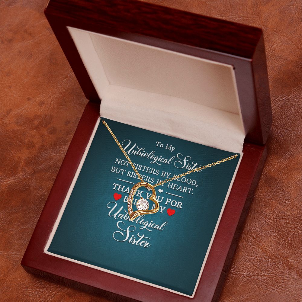 To My Unbiological Sister Not Sister by Blood Forever Necklace w Message Card-Express Your Love Gifts