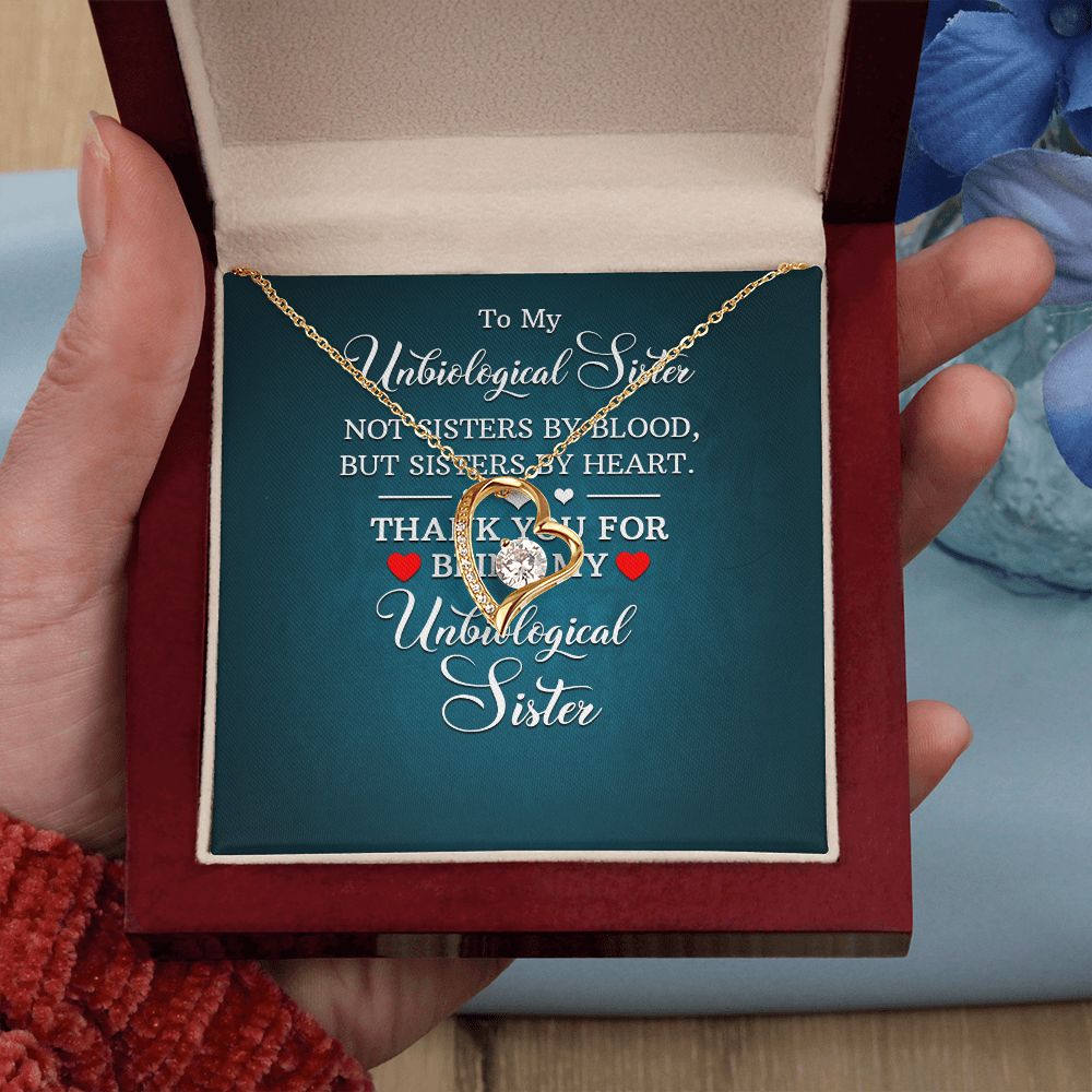 To My Unbiological Sister Not Sister by Blood Forever Necklace w Message Card-Express Your Love Gifts