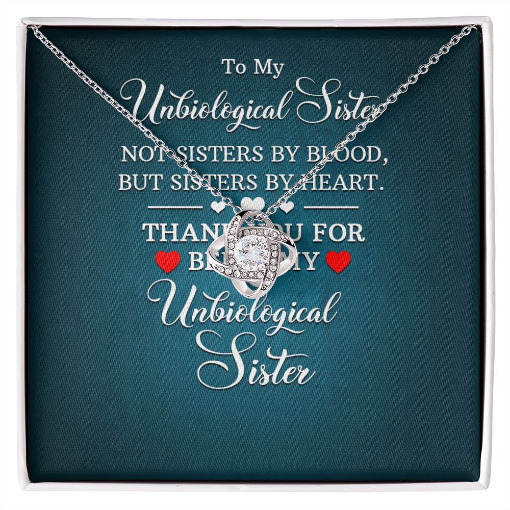 To My Unbiological Sister Not Sister by Blood Infinity Knot Necklace Message Card-Express Your Love Gifts