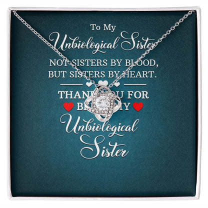 To My Unbiological Sister Not Sister by Blood Infinity Knot Necklace Message Card-Express Your Love Gifts
