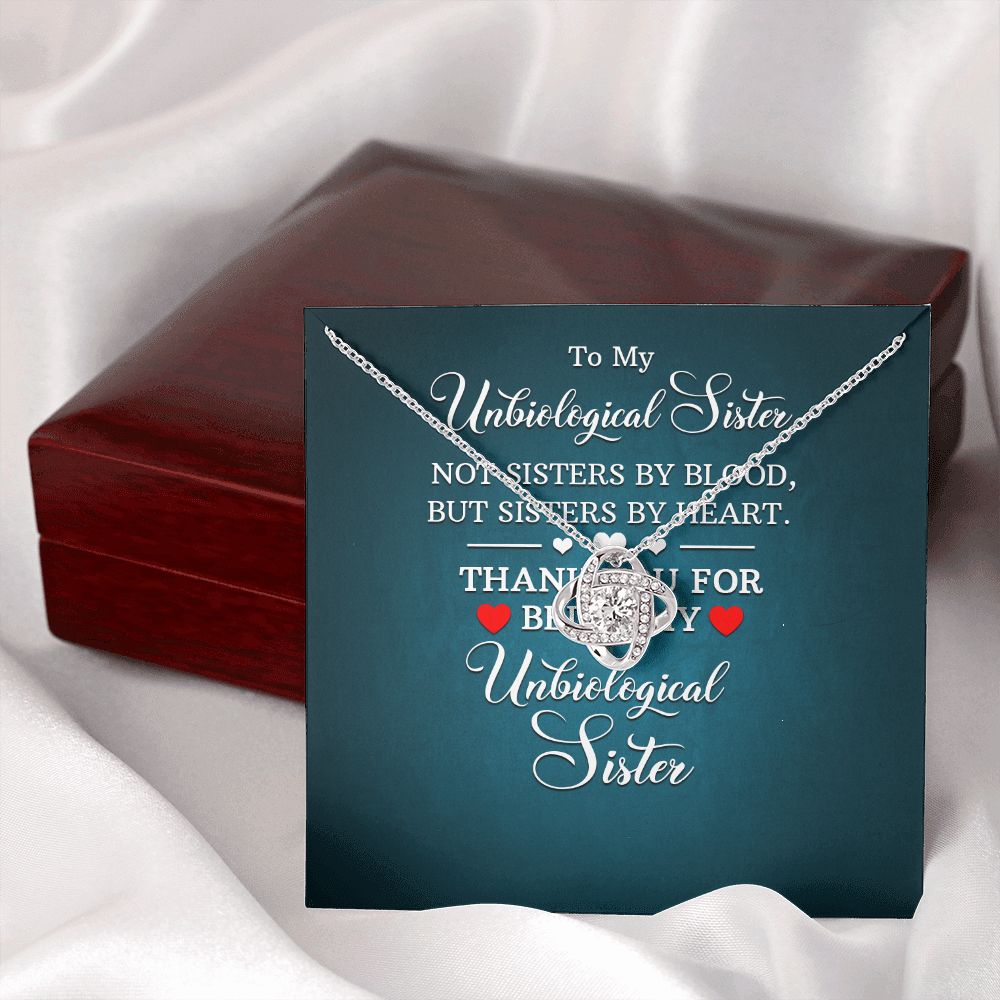 To My Unbiological Sister Not Sister by Blood Infinity Knot Necklace Message Card-Express Your Love Gifts