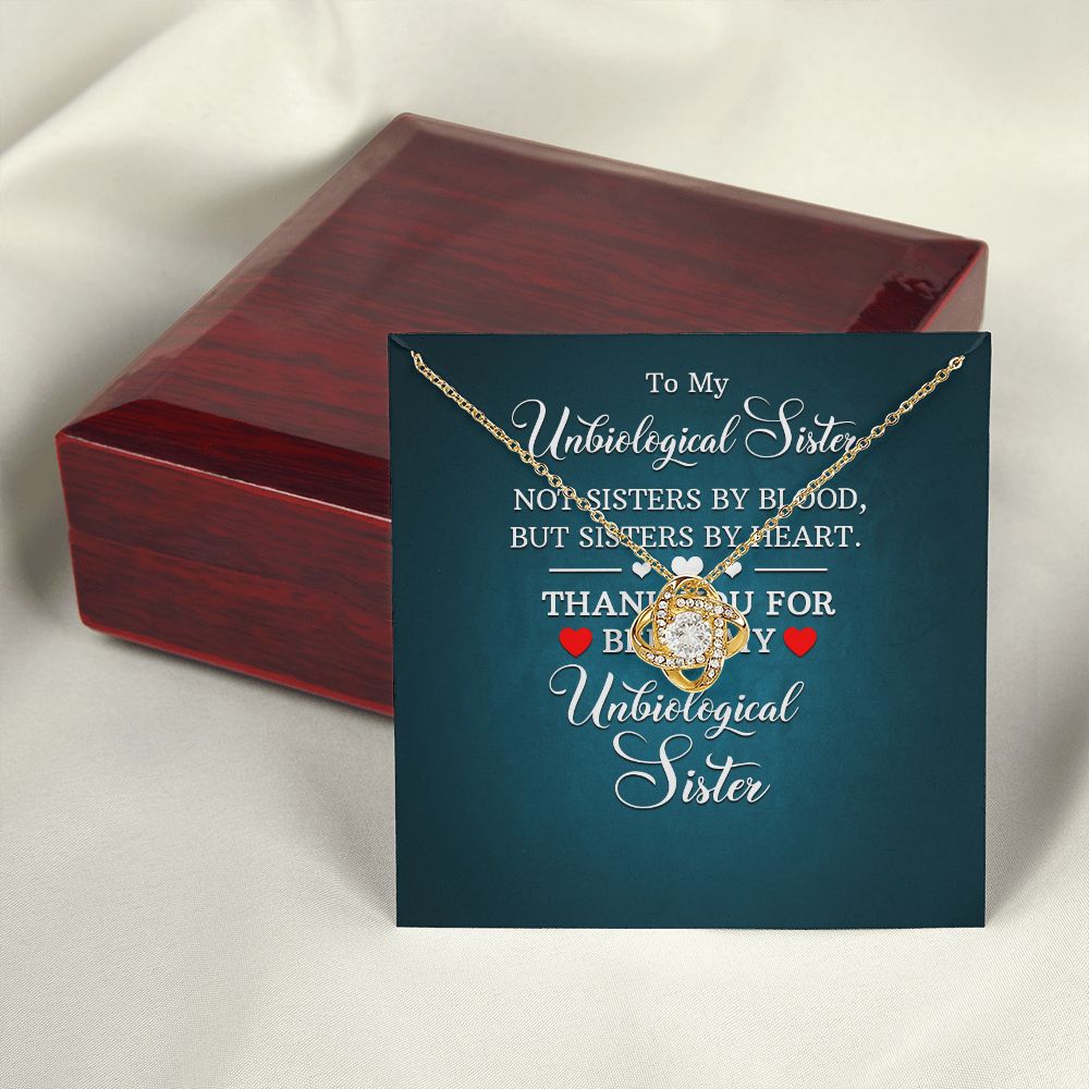 To My Unbiological Sister Not Sister by Blood Infinity Knot Necklace Message Card-Express Your Love Gifts