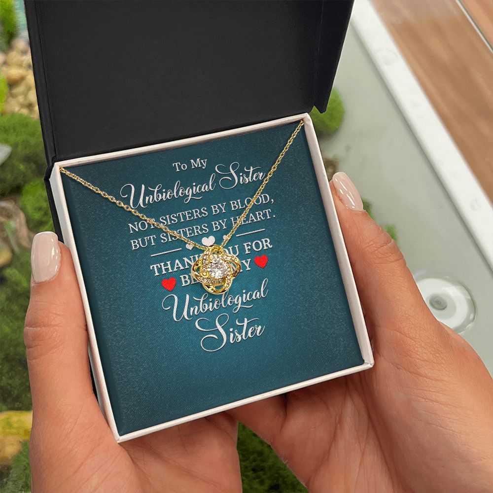 To My Unbiological Sister Not Sister by Blood Infinity Knot Necklace Message Card-Express Your Love Gifts