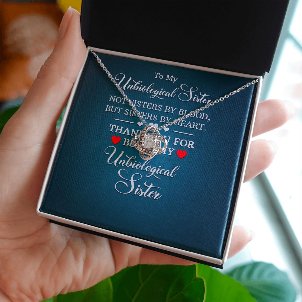 To My Unbiological Sister Not Sister by Blood Infinity Knot Necklace Message Card-Express Your Love Gifts