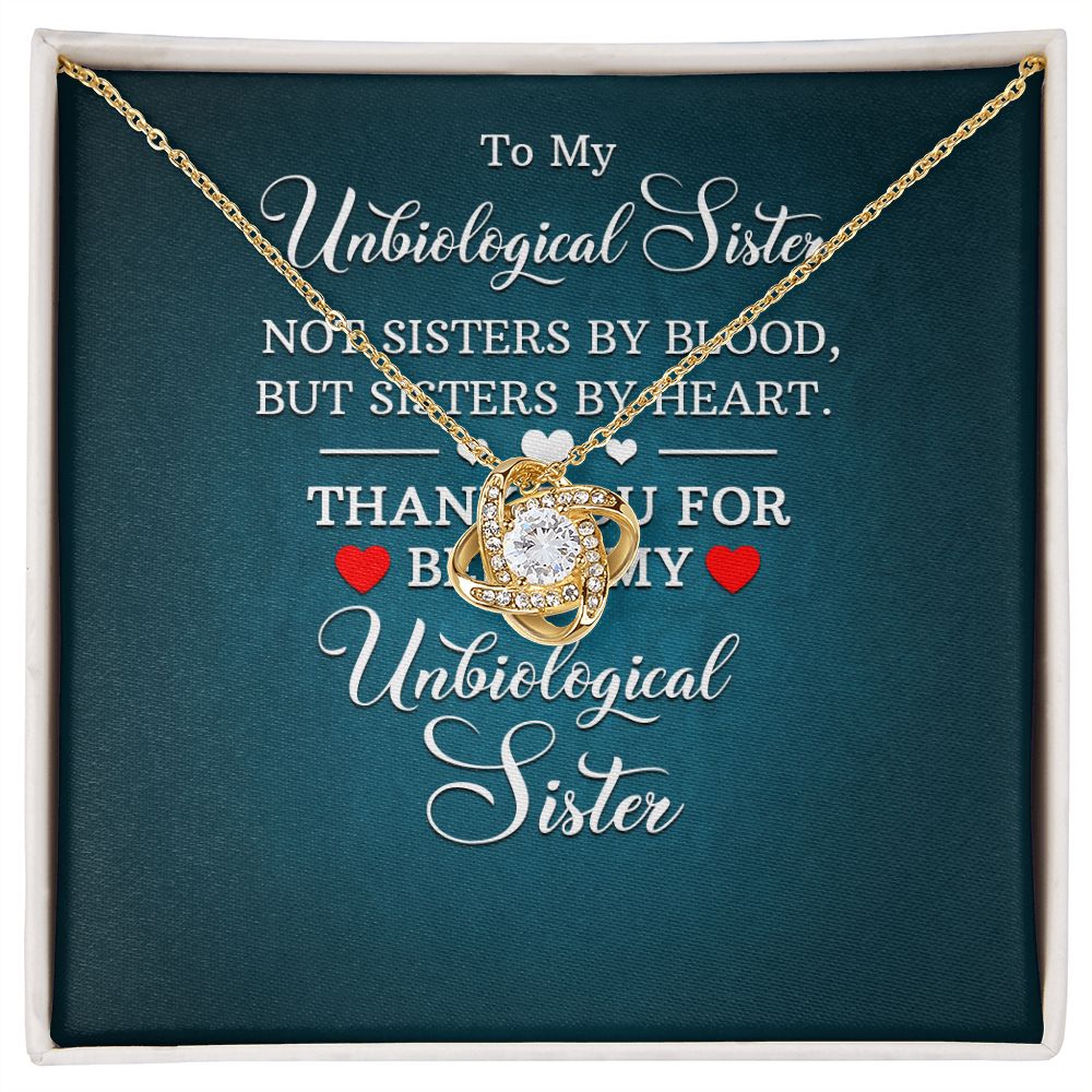 To My Unbiological Sister Not Sister by Blood Infinity Knot Necklace Message Card-Express Your Love Gifts