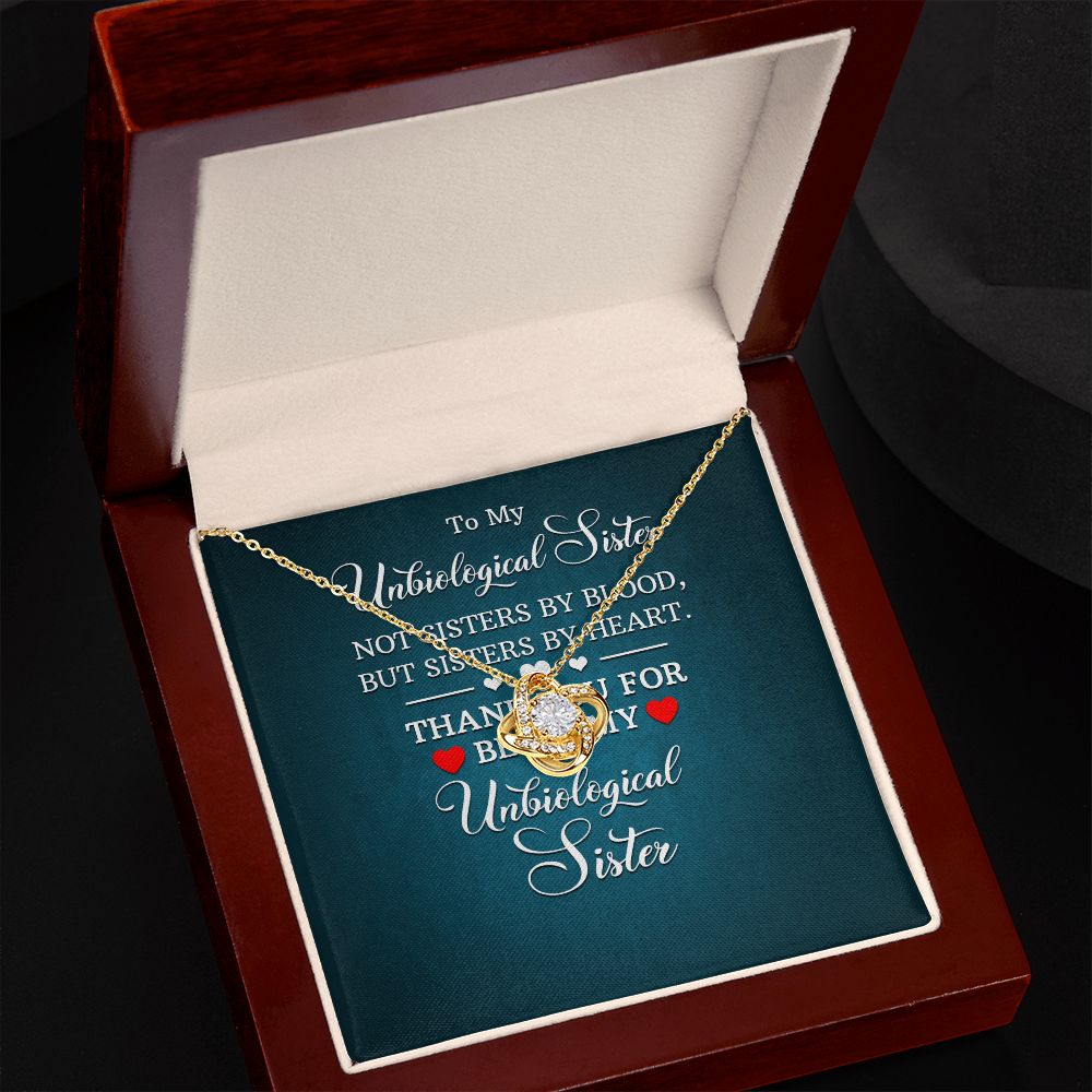 To My Unbiological Sister Not Sister by Blood Infinity Knot Necklace Message Card-Express Your Love Gifts
