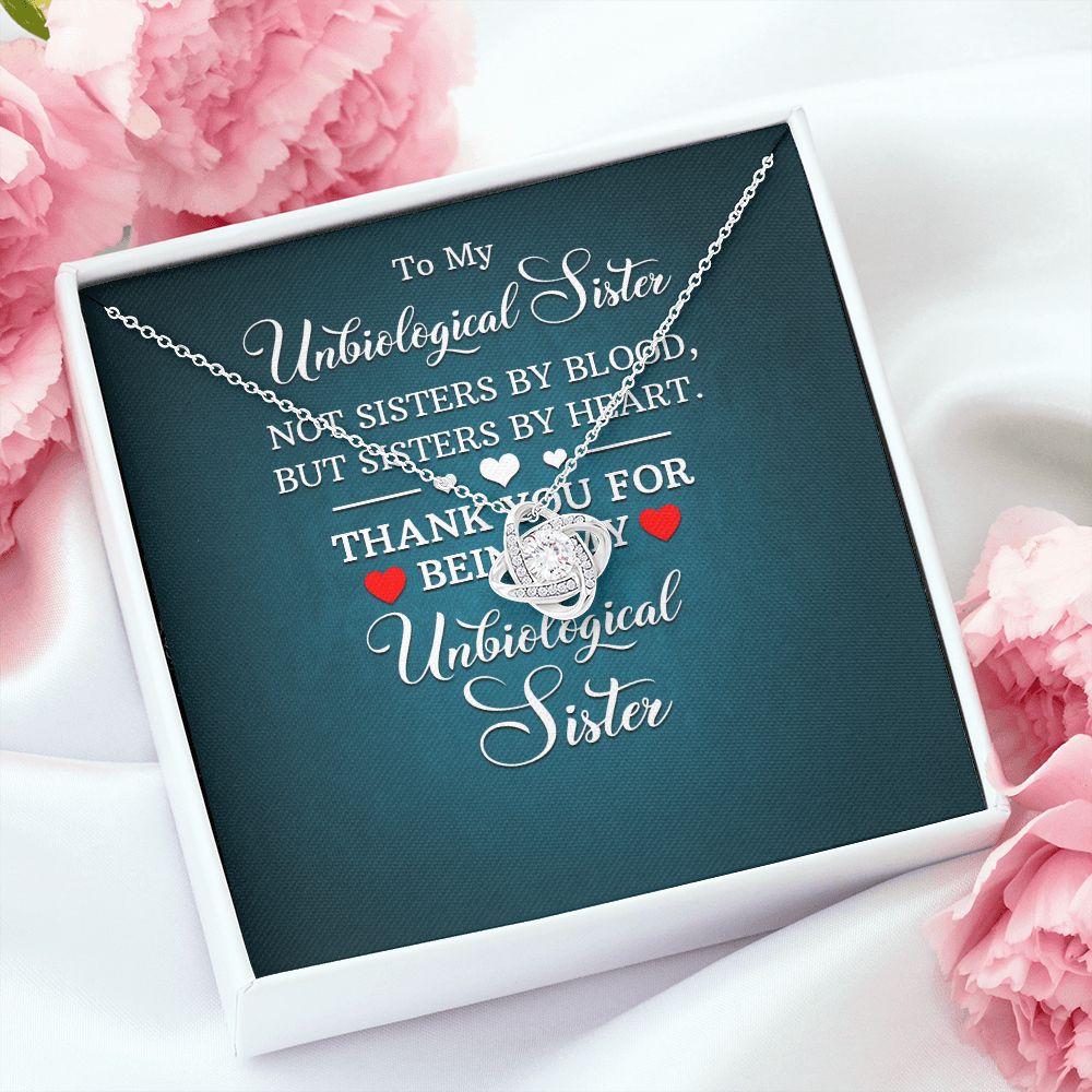 To My Unbiological Sister Not Sister by Blood Infinity Knot Necklace Message Card-Express Your Love Gifts