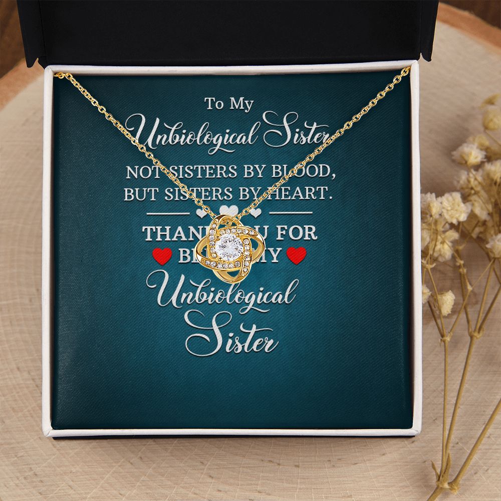 To My Unbiological Sister Not Sister by Blood Infinity Knot Necklace Message Card-Express Your Love Gifts
