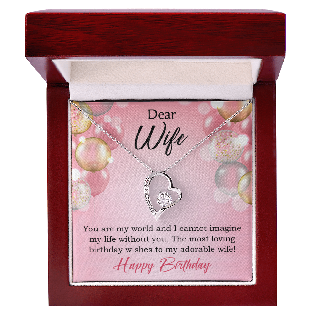 To My Wife Adorable Wife! Birthday Message Forever Necklace w Message Card-Express Your Love Gifts