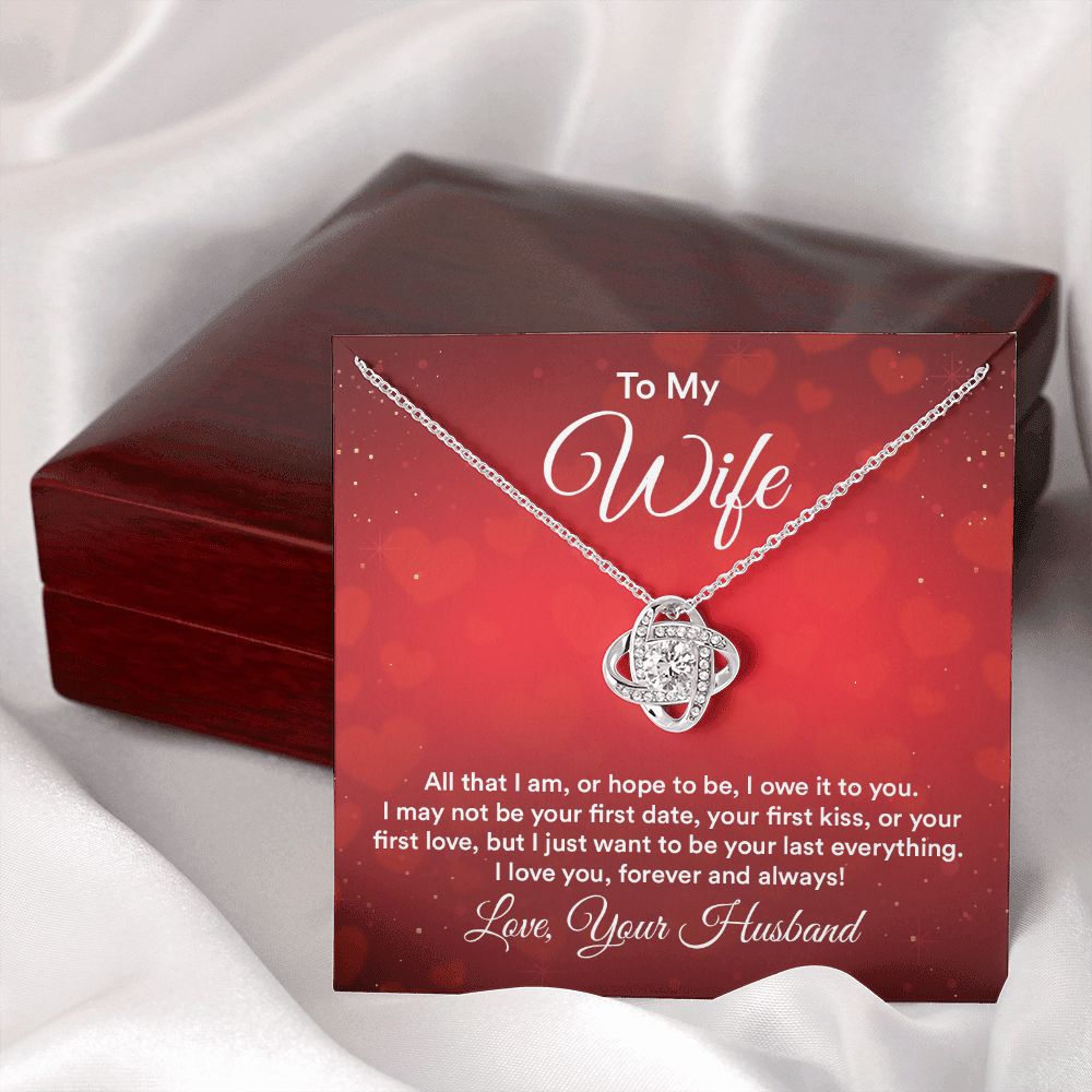 To My Wife All That I Am Infinity Knot Necklace Message Card-Express Your Love Gifts