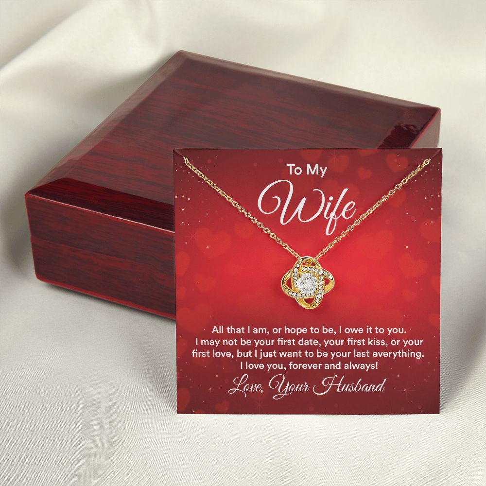To My Wife All That I Am Infinity Knot Necklace Message Card-Express Your Love Gifts
