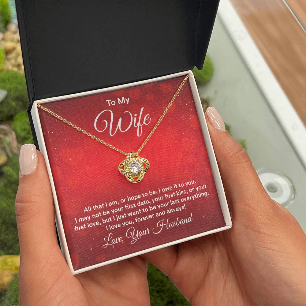 To My Wife All That I Am Infinity Knot Necklace Message Card-Express Your Love Gifts