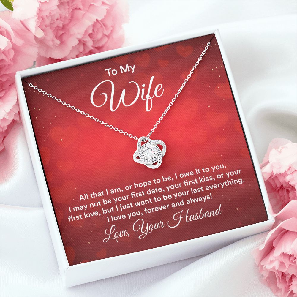 To My Wife All That I Am Infinity Knot Necklace Message Card-Express Your Love Gifts