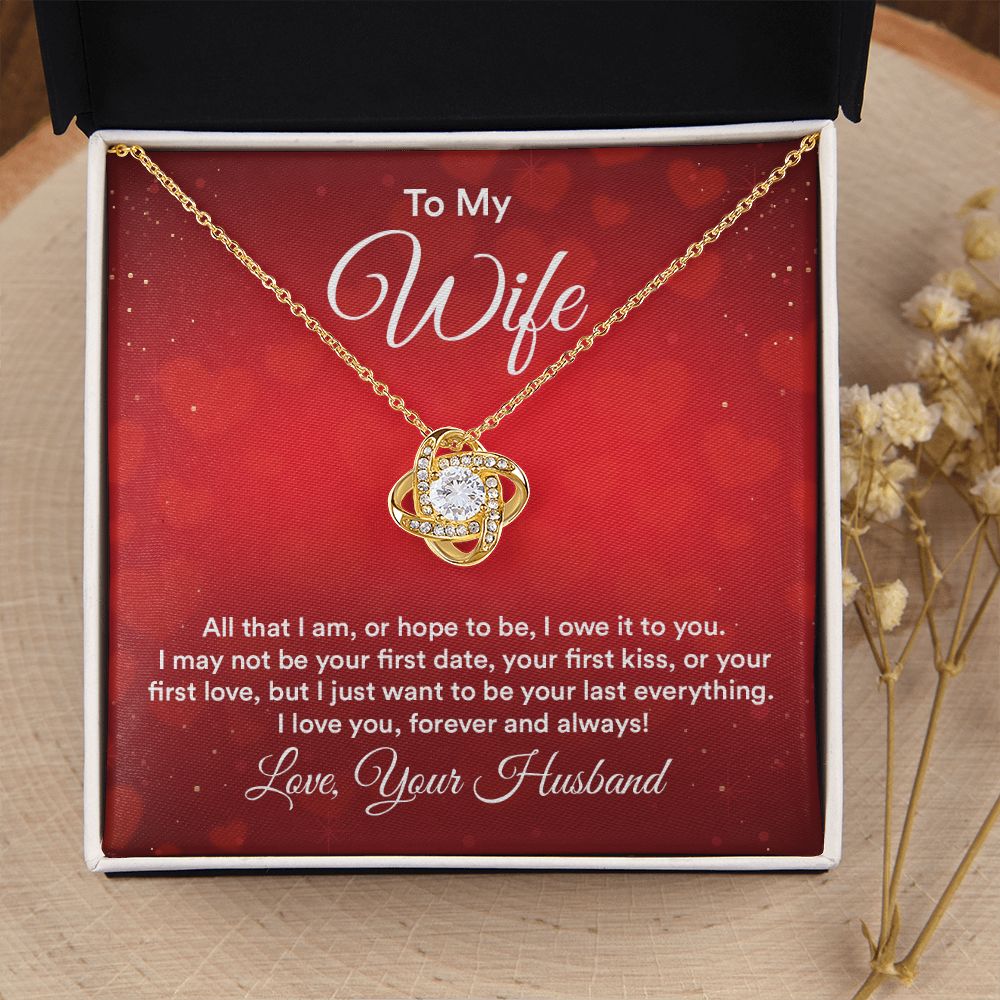 To My Wife All That I Am Infinity Knot Necklace Message Card-Express Your Love Gifts