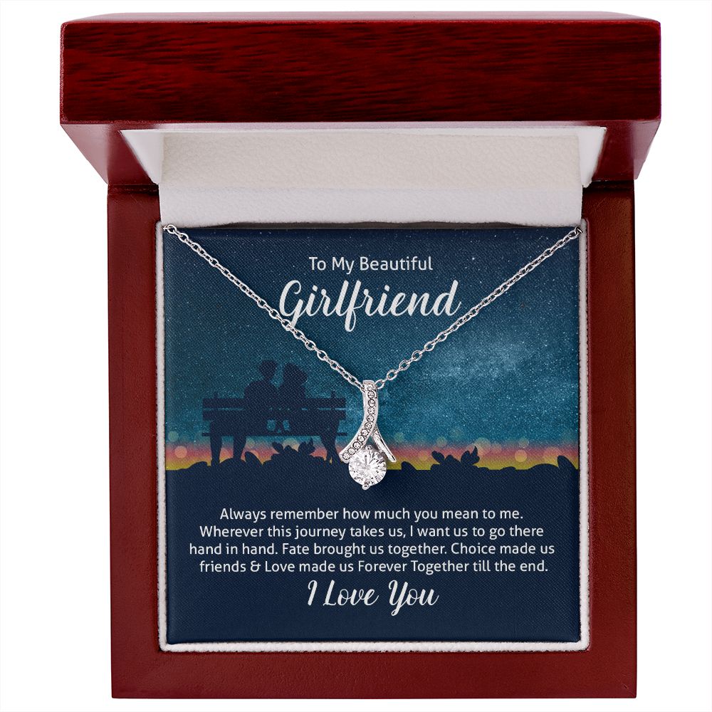 To My Wife Always Remember Alluring Ribbon Necklace Message Card-Express Your Love Gifts