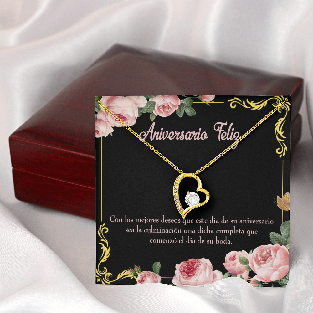 To My Wife Aniversario Feliz Forever Necklace w Message Card-Express Your Love Gifts