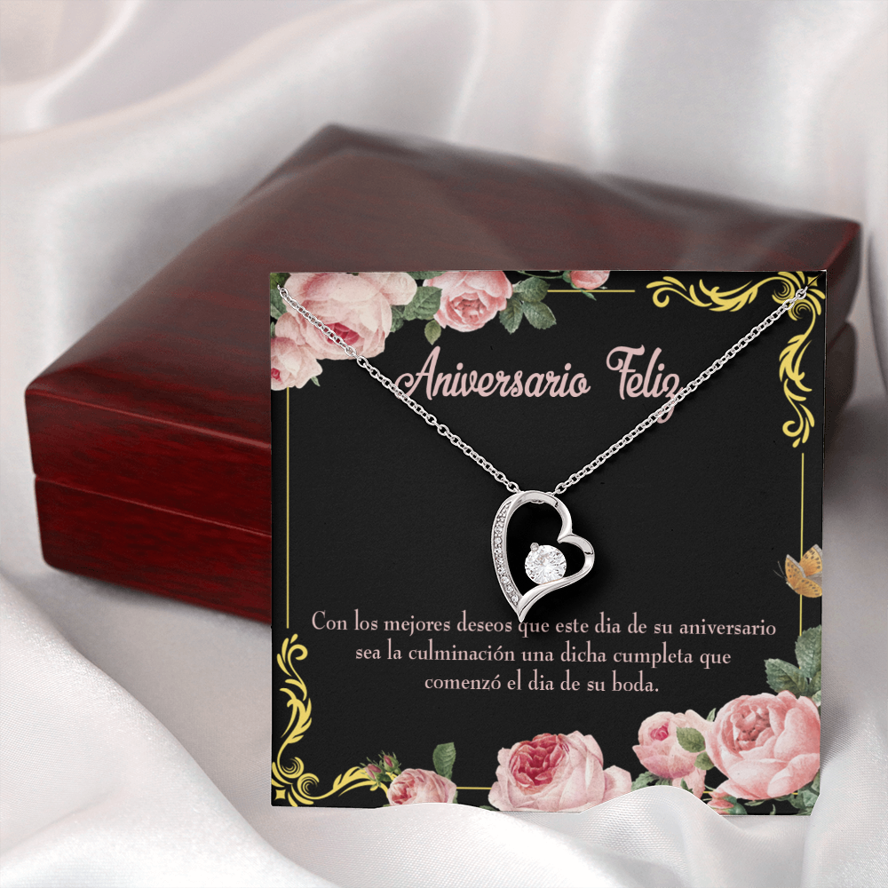 To My Wife Aniversario Feliz Forever Necklace w Message Card-Express Your Love Gifts