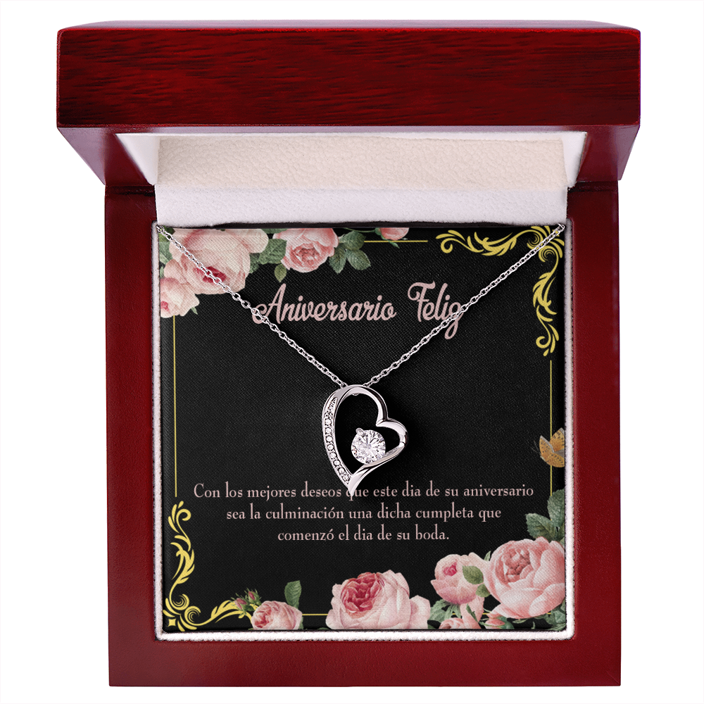 To My Wife Aniversario Feliz Forever Necklace w Message Card-Express Your Love Gifts