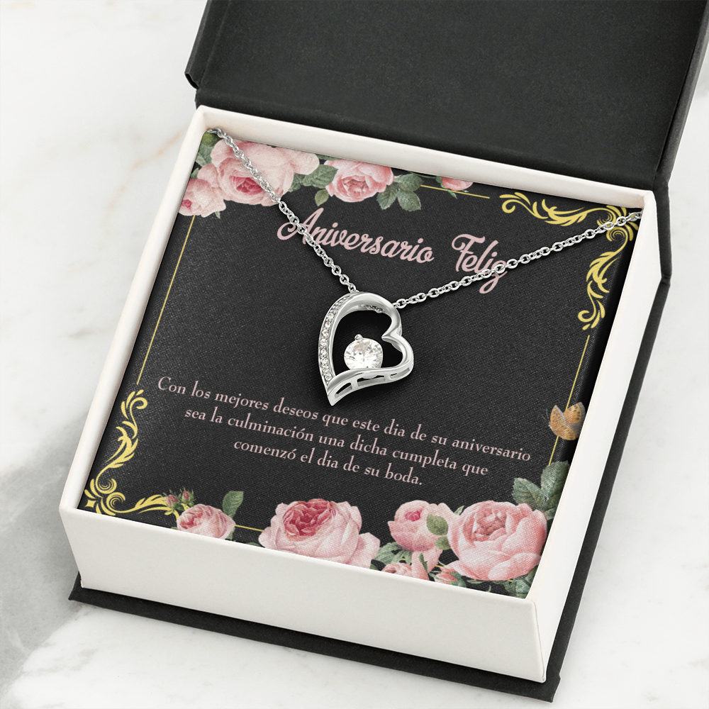 To My Wife Aniversario Feliz Forever Necklace w Message Card-Express Your Love Gifts