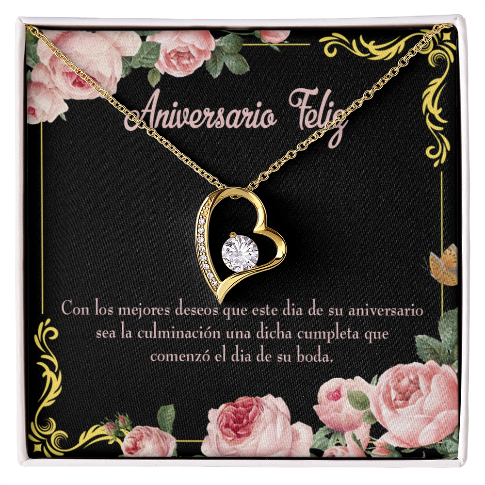 To My Wife Aniversario Feliz Forever Necklace w Message Card-Express Your Love Gifts