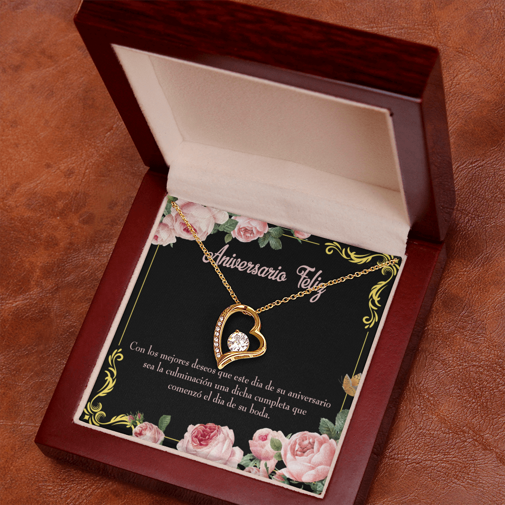 To My Wife Aniversario Feliz Forever Necklace w Message Card-Express Your Love Gifts