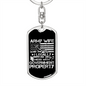 To My Wife Army Wife Government Property Keychain Stainless Steel or 18k Gold Dog Tag Keyring-Express Your Love Gifts