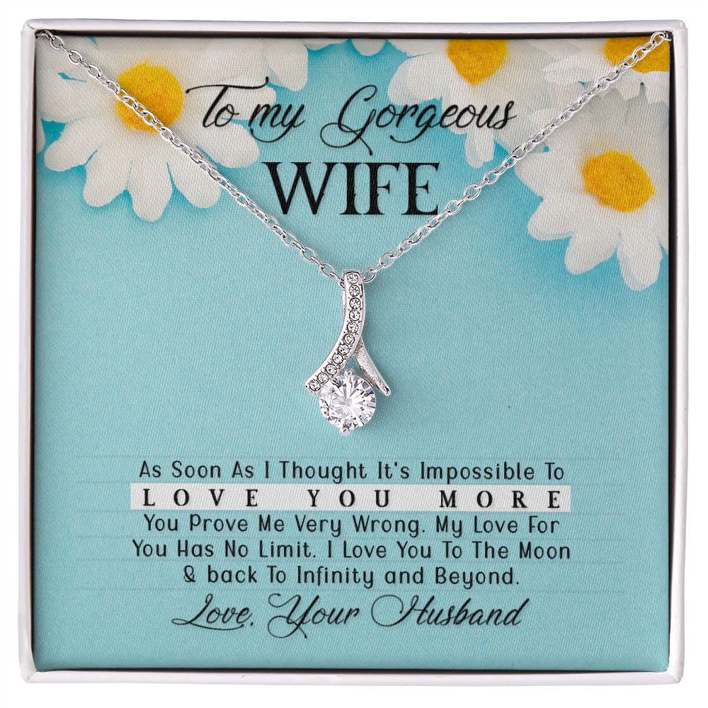 To My Wife As Soon As I Thought Alluring Ribbon Necklace Message Card-Express Your Love Gifts