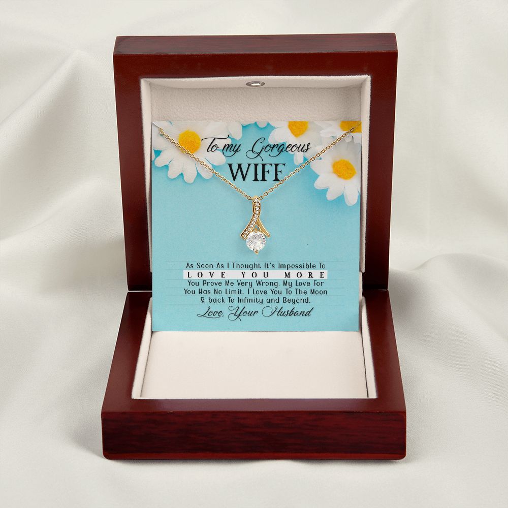 To My Wife As Soon As I Thought Alluring Ribbon Necklace Message Card-Express Your Love Gifts