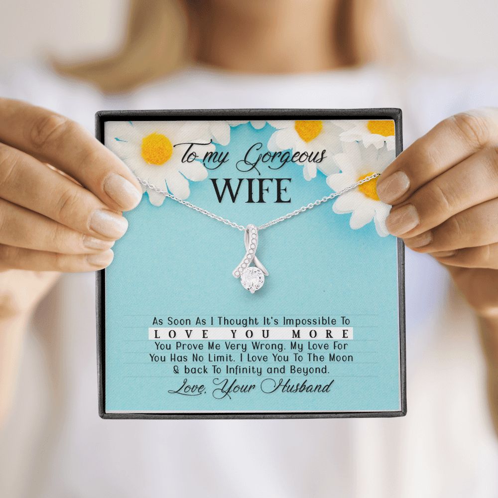 To My Wife As Soon As I Thought Alluring Ribbon Necklace Message Card-Express Your Love Gifts