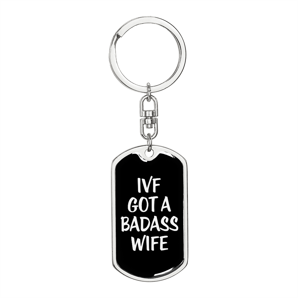 To My Wife Bad Ass Wife Keychain Stainless Steel or 18k Gold Dog Tag Keyring-Express Your Love Gifts