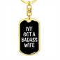 To My Wife Bad Ass Wife Keychain Stainless Steel or 18k Gold Dog Tag Keyring-Express Your Love Gifts