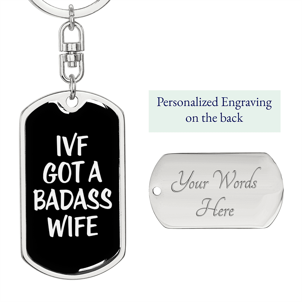 To My Wife Bad Ass Wife Keychain Stainless Steel or 18k Gold Dog Tag Keyring-Express Your Love Gifts