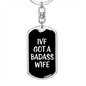 To My Wife Bad Ass Wife Keychain Stainless Steel or 18k Gold Dog Tag Keyring-Express Your Love Gifts