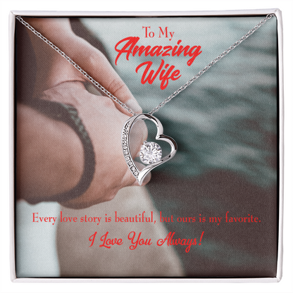 To My Wife Beautiful Love Story Forever Necklace w Message Card-Express Your Love Gifts