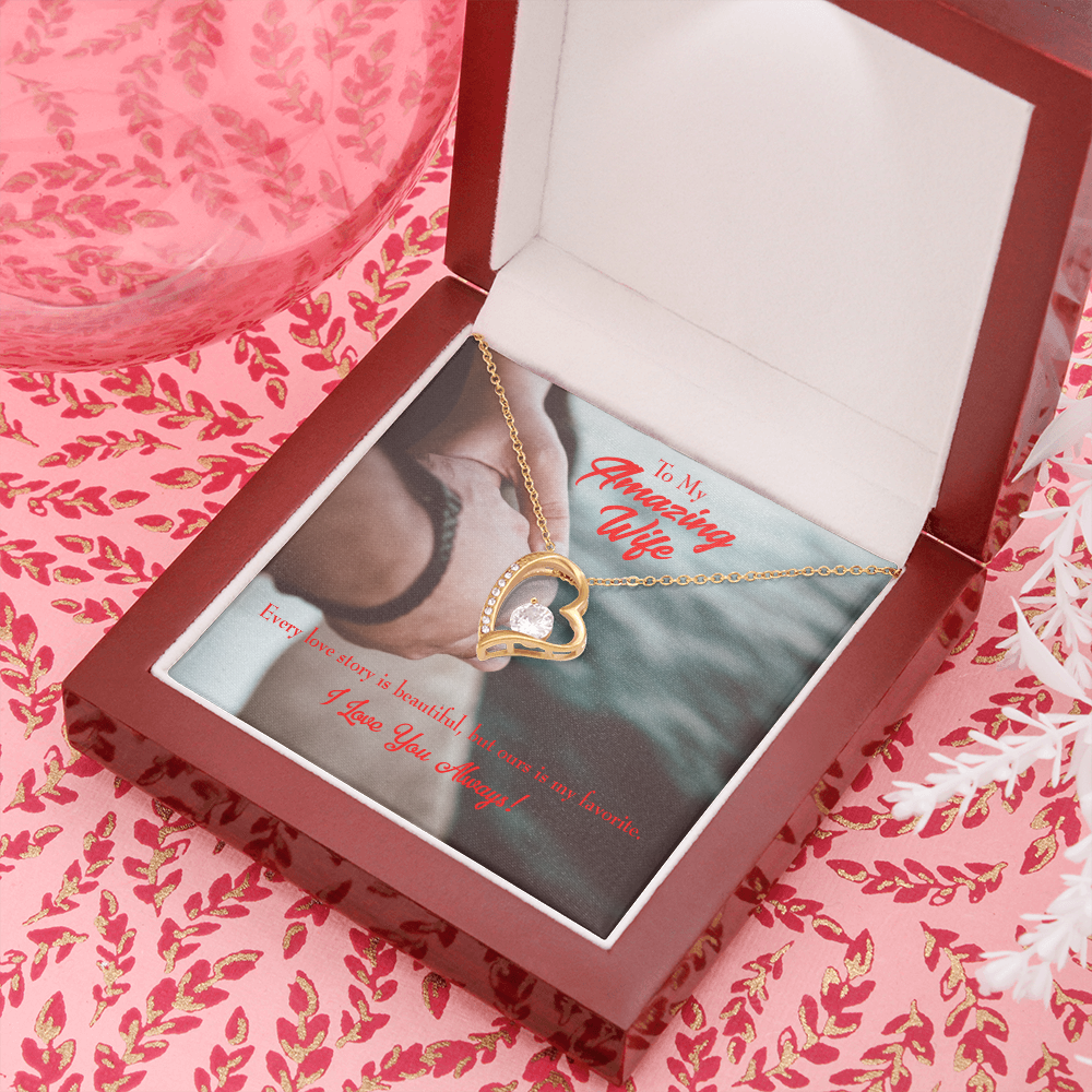 To My Wife Beautiful Love Story Forever Necklace w Message Card-Express Your Love Gifts