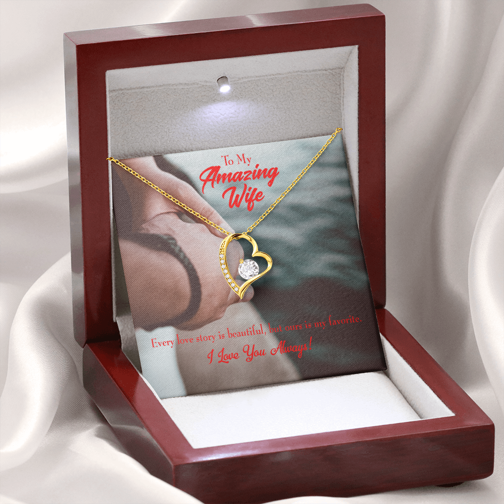 To My Wife Beautiful Love Story Forever Necklace w Message Card-Express Your Love Gifts