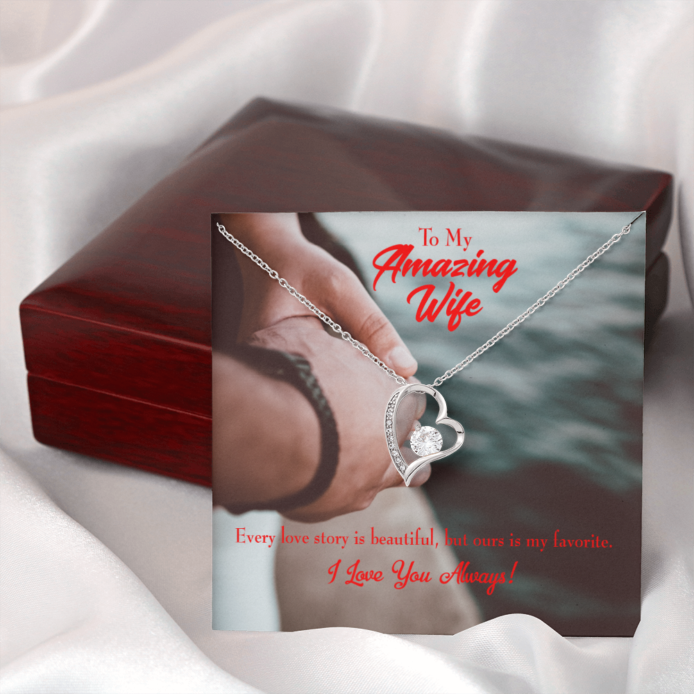 To My Wife Beautiful Love Story Forever Necklace w Message Card-Express Your Love Gifts