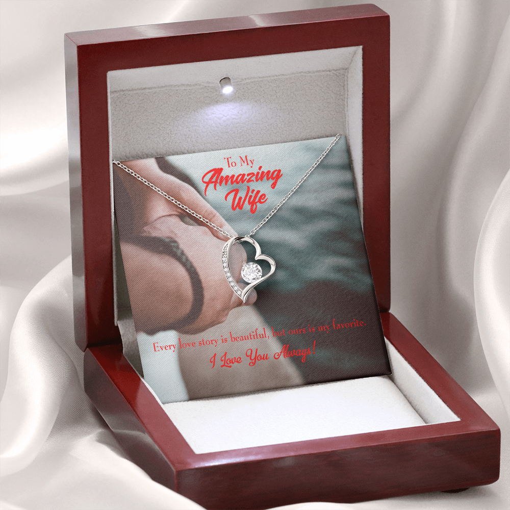 To My Wife Beautiful Love Story Forever Necklace w Message Card-Express Your Love Gifts