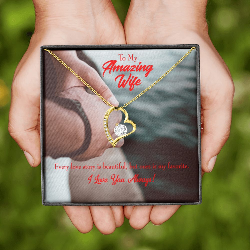 To My Wife Beautiful Love Story Forever Necklace w Message Card-Express Your Love Gifts