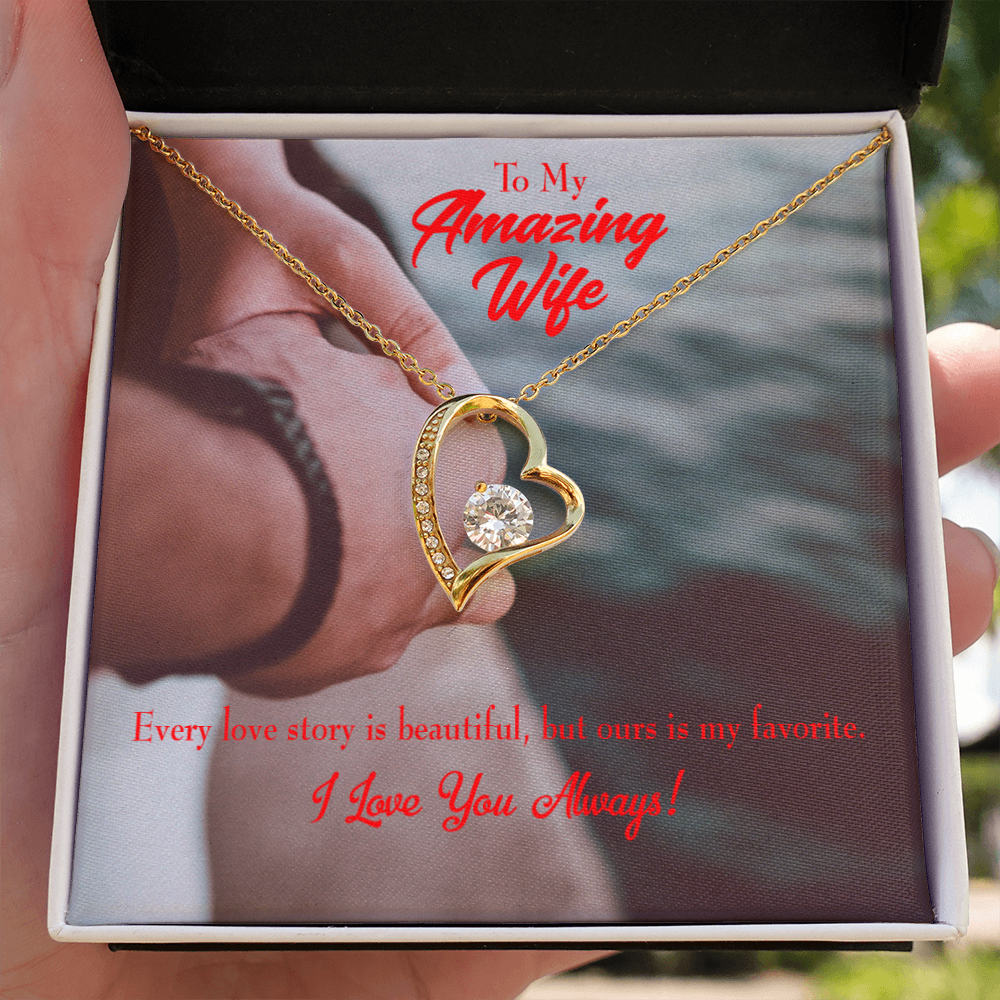 To My Wife Beautiful Love Story Forever Necklace w Message Card-Express Your Love Gifts