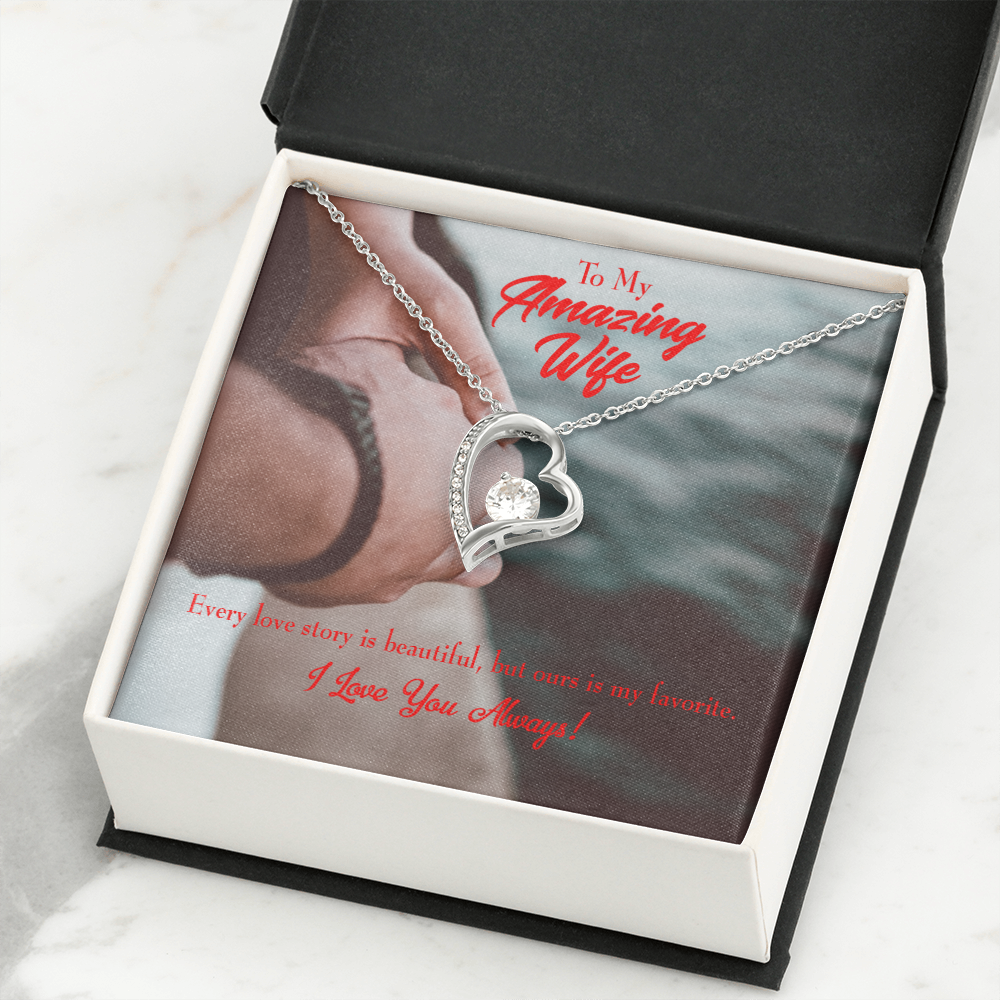 To My Wife Beautiful Love Story Forever Necklace w Message Card-Express Your Love Gifts