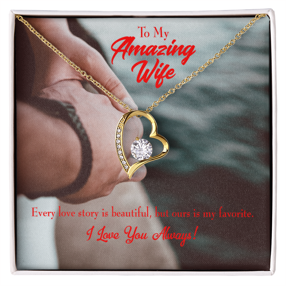 To My Wife Beautiful Love Story Forever Necklace w Message Card-Express Your Love Gifts