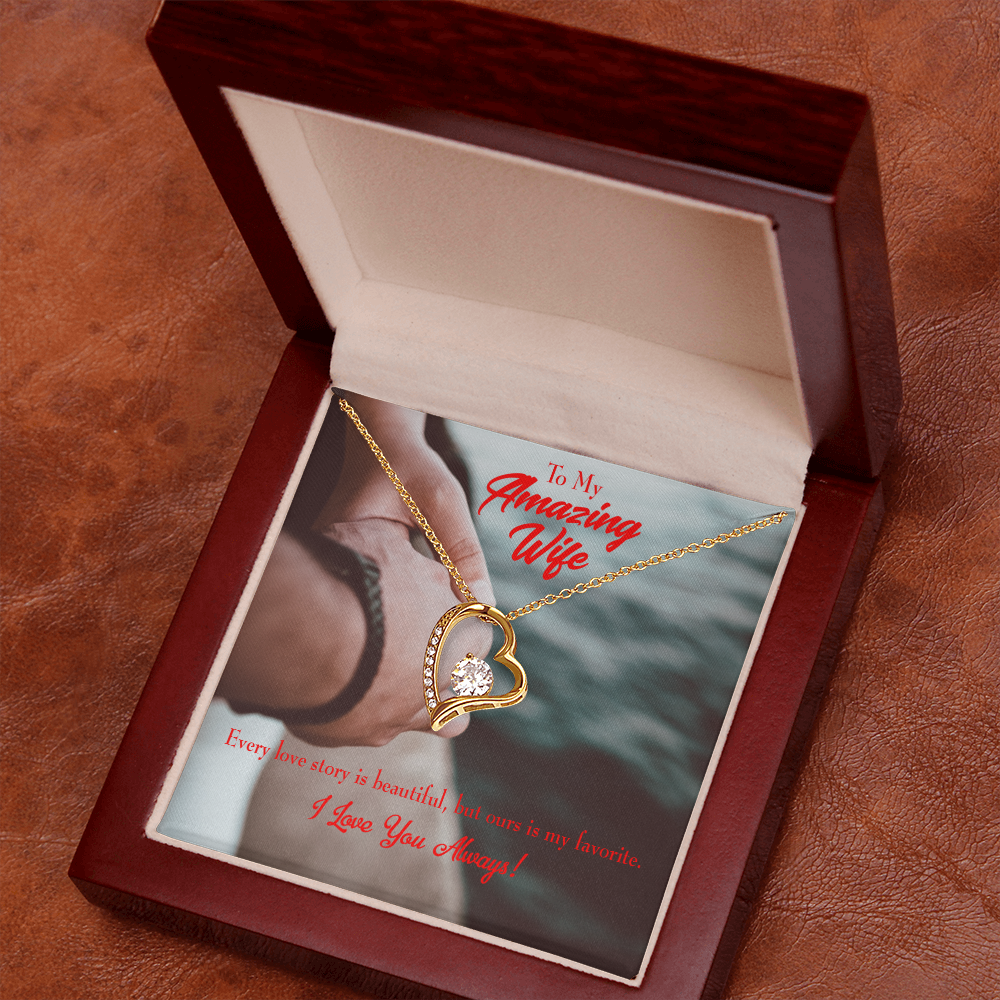 To My Wife Beautiful Love Story Forever Necklace w Message Card-Express Your Love Gifts