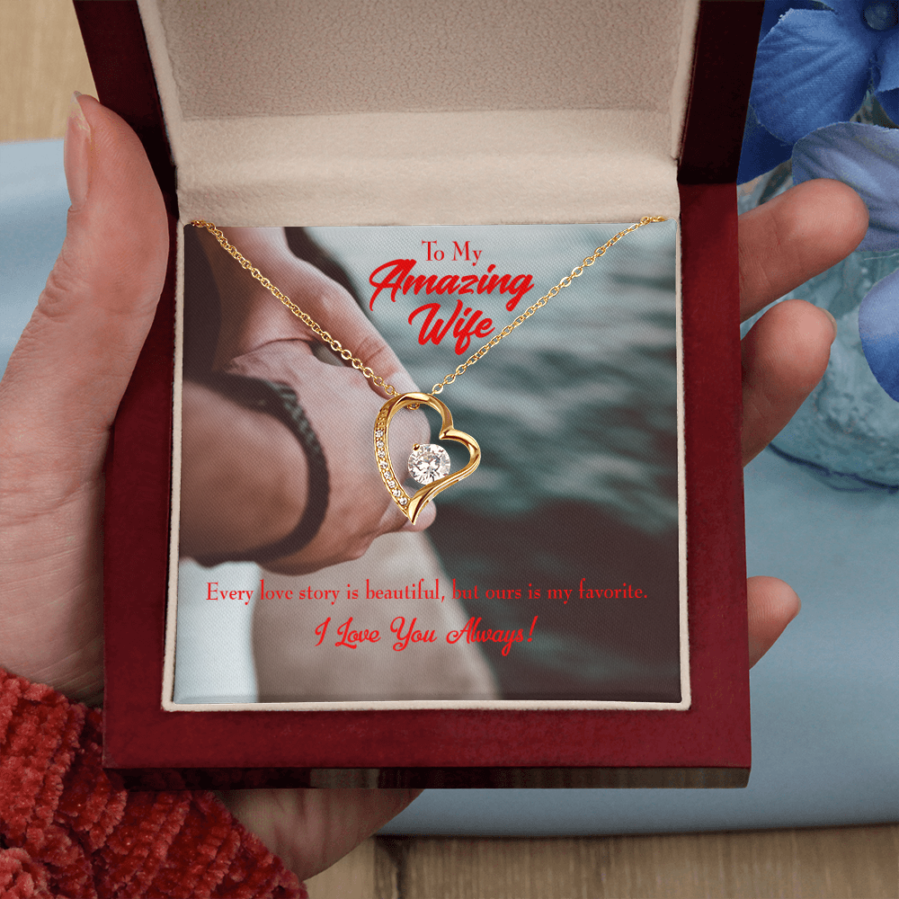 To My Wife Beautiful Love Story Forever Necklace w Message Card-Express Your Love Gifts