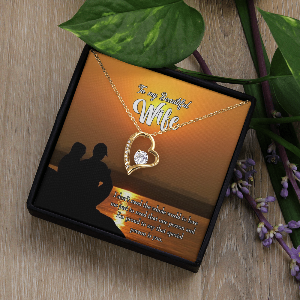 To My Wife Beautiful Wife Forever Necklace w Message Card-Express Your Love Gifts