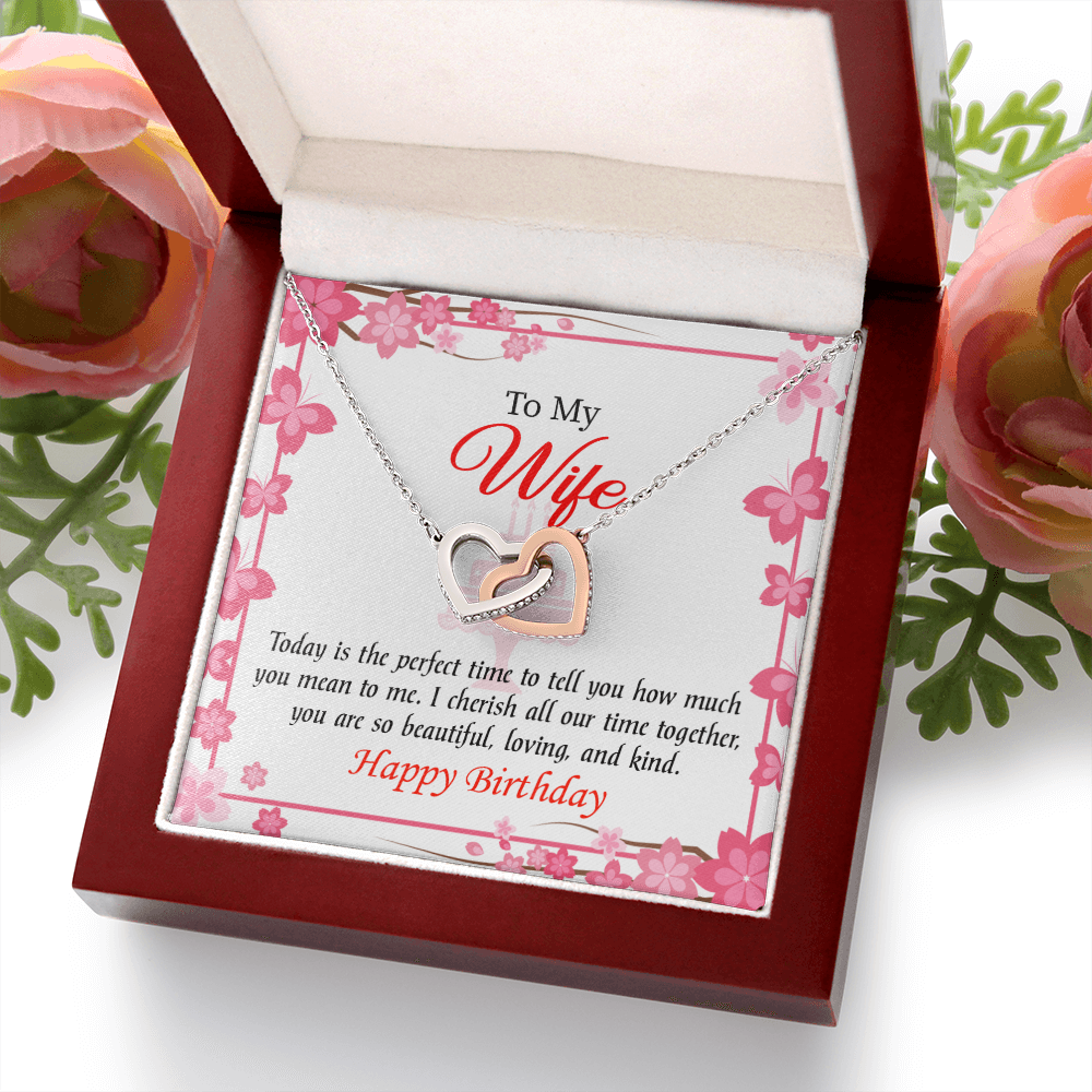 To My Wife Birthday Message Perfect Time Inseparable Necklace-Express Your Love Gifts