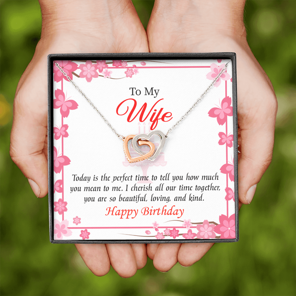 To My Wife Birthday Message Perfect Time Inseparable Necklace-Express Your Love Gifts