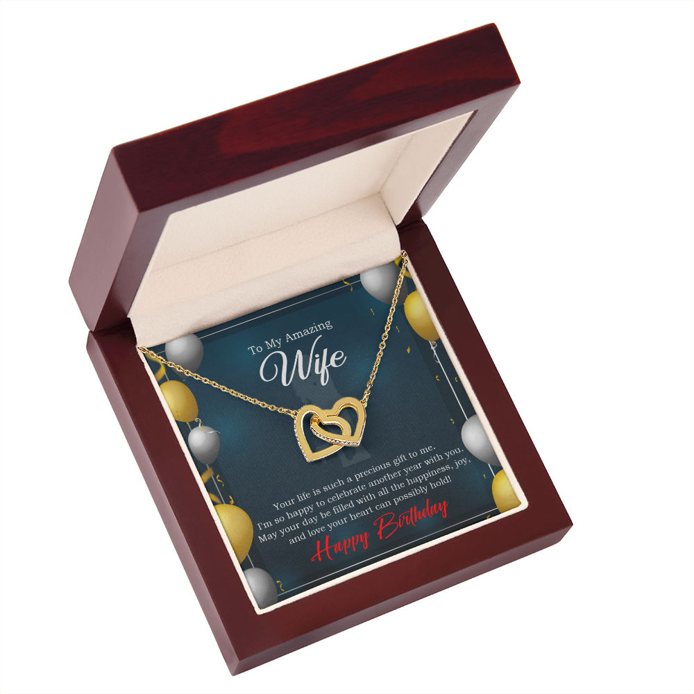To My Wife Birthday Message Wife is a Precious Gift Inseparable Necklace-Express Your Love Gifts
