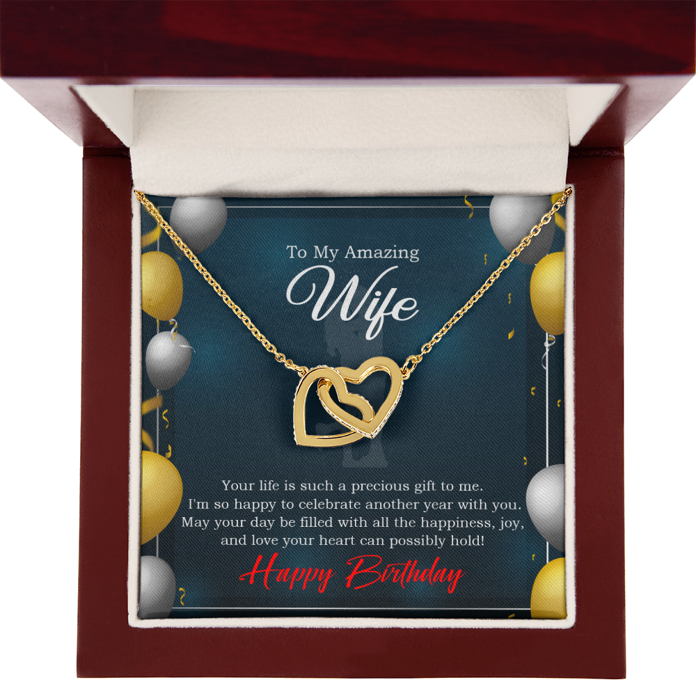 To My Wife Birthday Message Wife is a Precious Gift Inseparable Necklace-Express Your Love Gifts