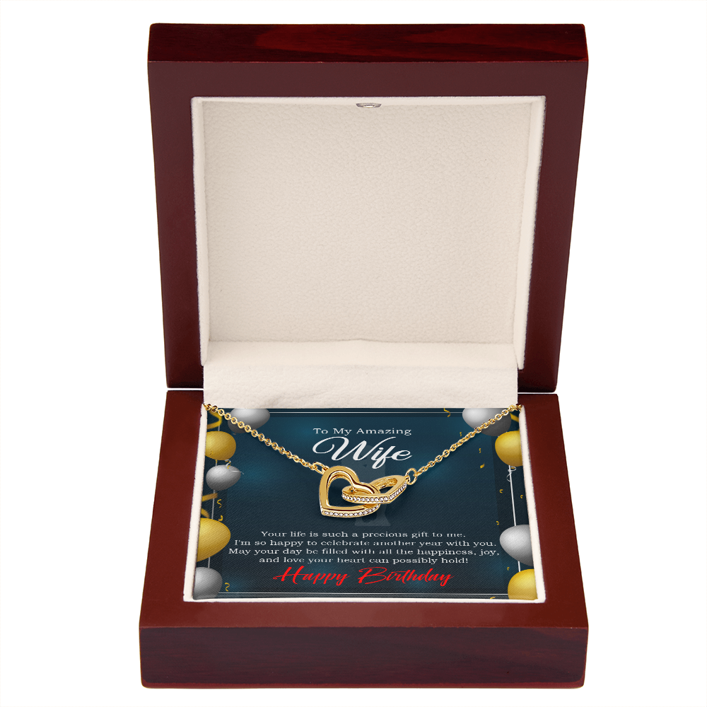 To My Wife Birthday Message Wife is a Precious Gift Inseparable Necklace-Express Your Love Gifts